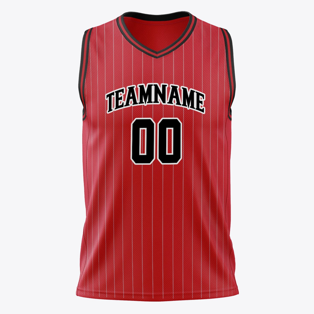 Custom Red Black Pinstripe Basketball Jersey