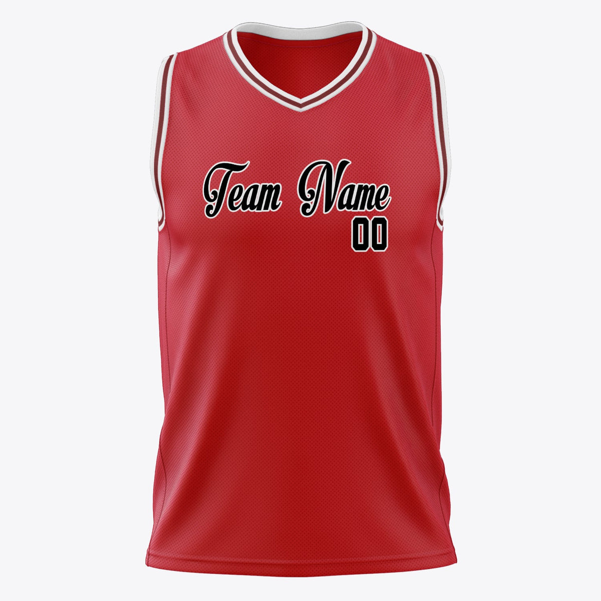 Custom Red Black Solid Color Basketball Jersey