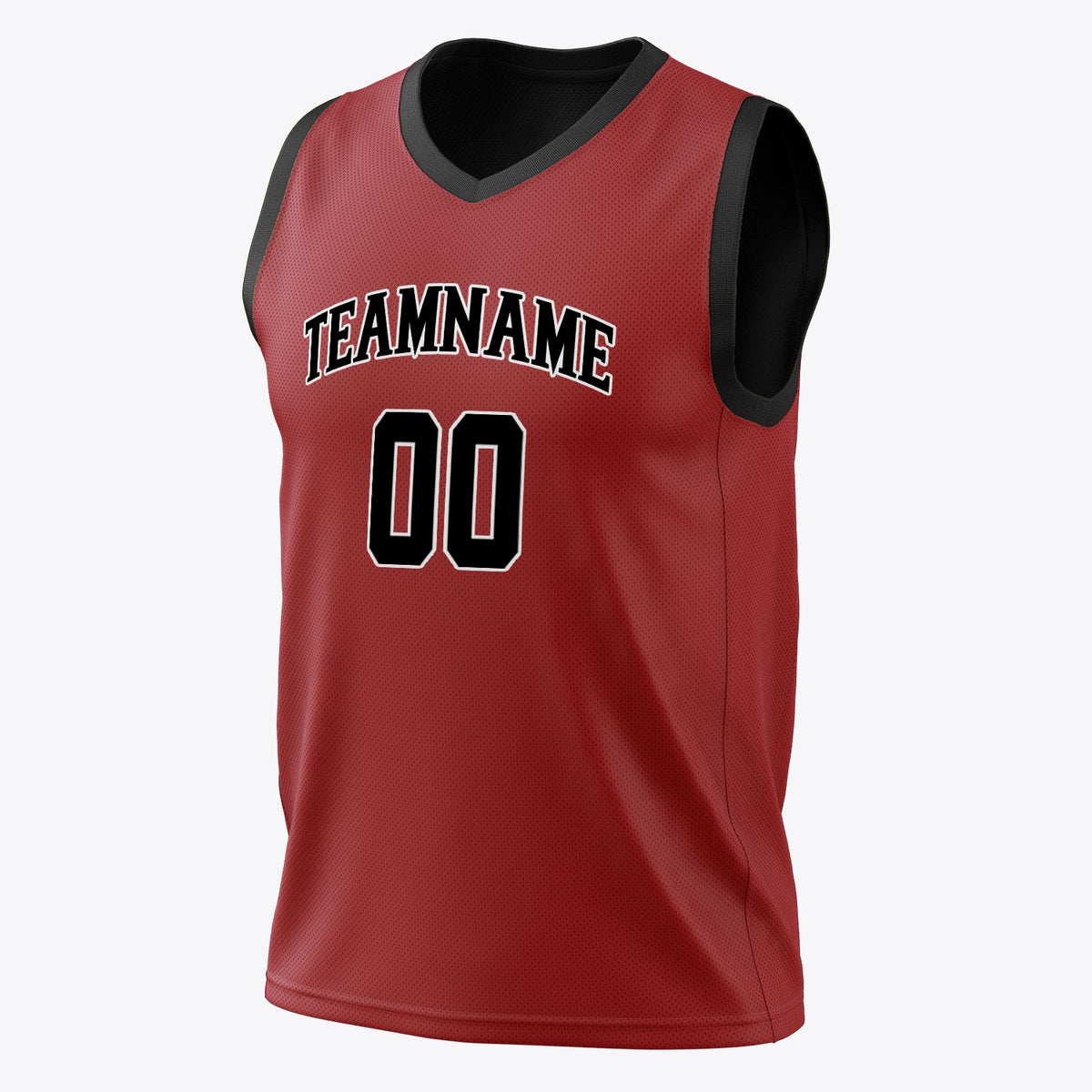 Custom Red Black Solid Color Basketball Jersey