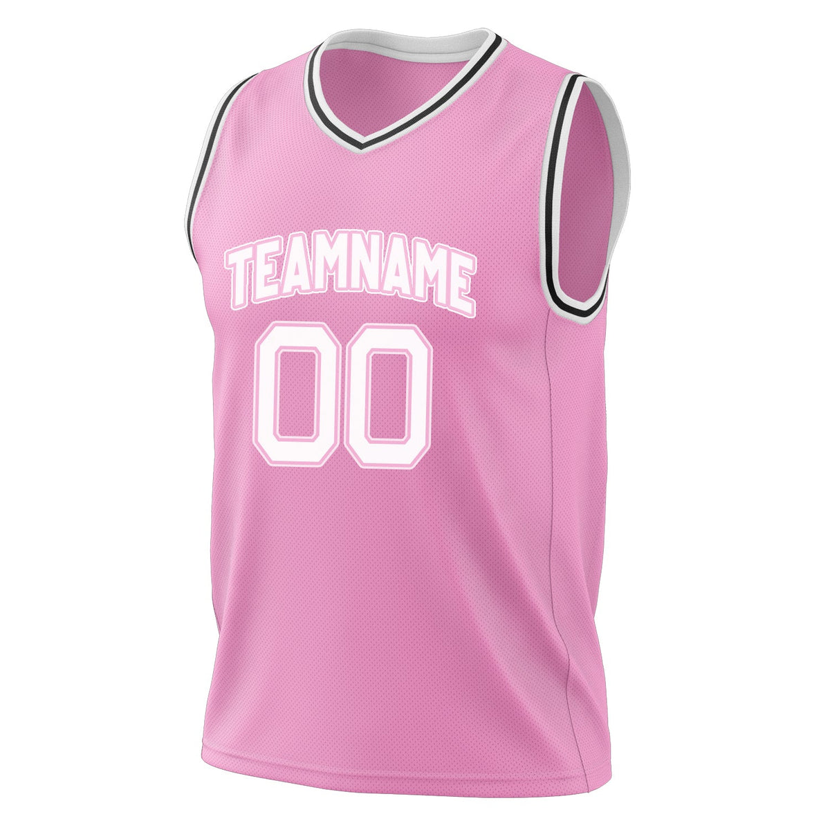 Custom Pink White Solid Color Basketball Jersey