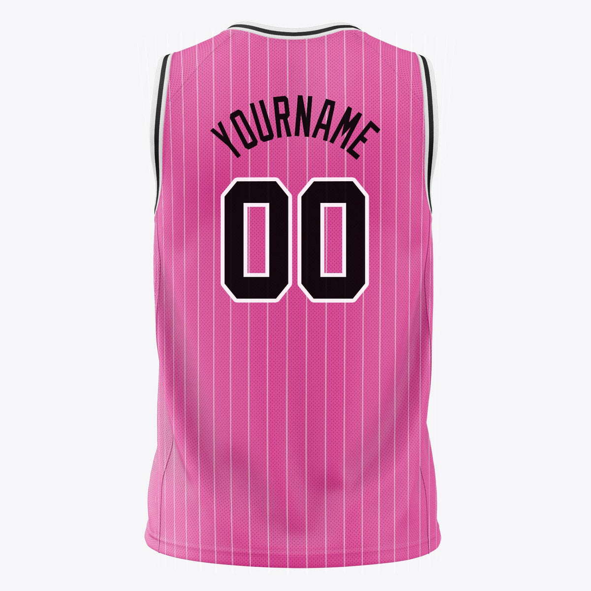 Custom Pink Black Pinstripe Basketball Jersey