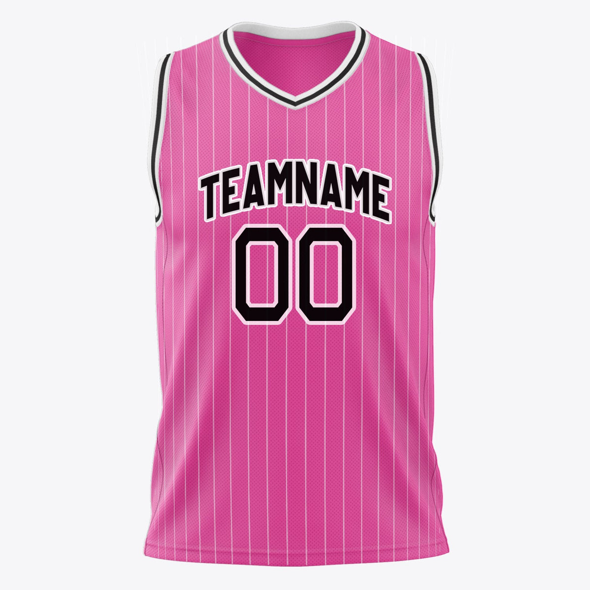 Custom Pink Black Pinstripe Basketball Jersey