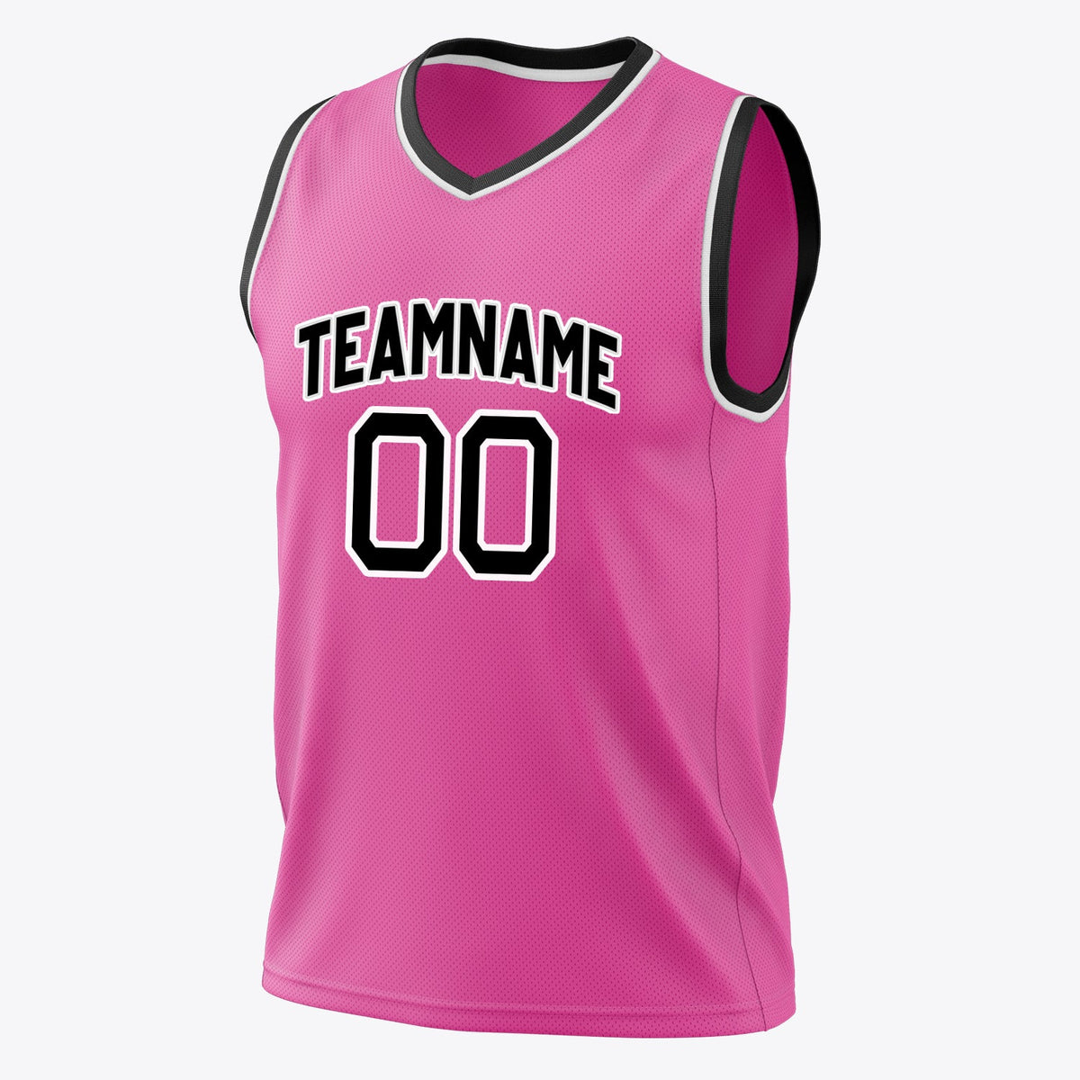 Custom Pink Black Solid Color Basketball Jersey