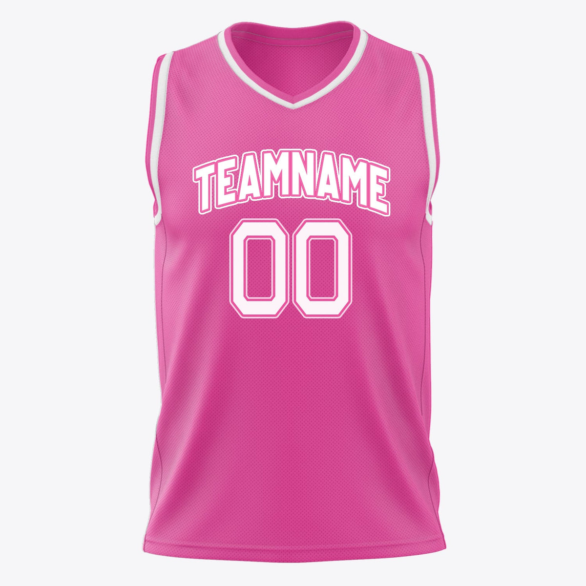 Custom Pink White Solid Color Basketball Jersey