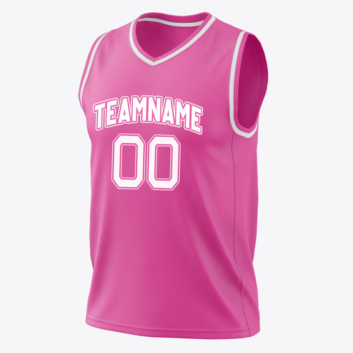 Custom Pink White Solid Color Basketball Jersey