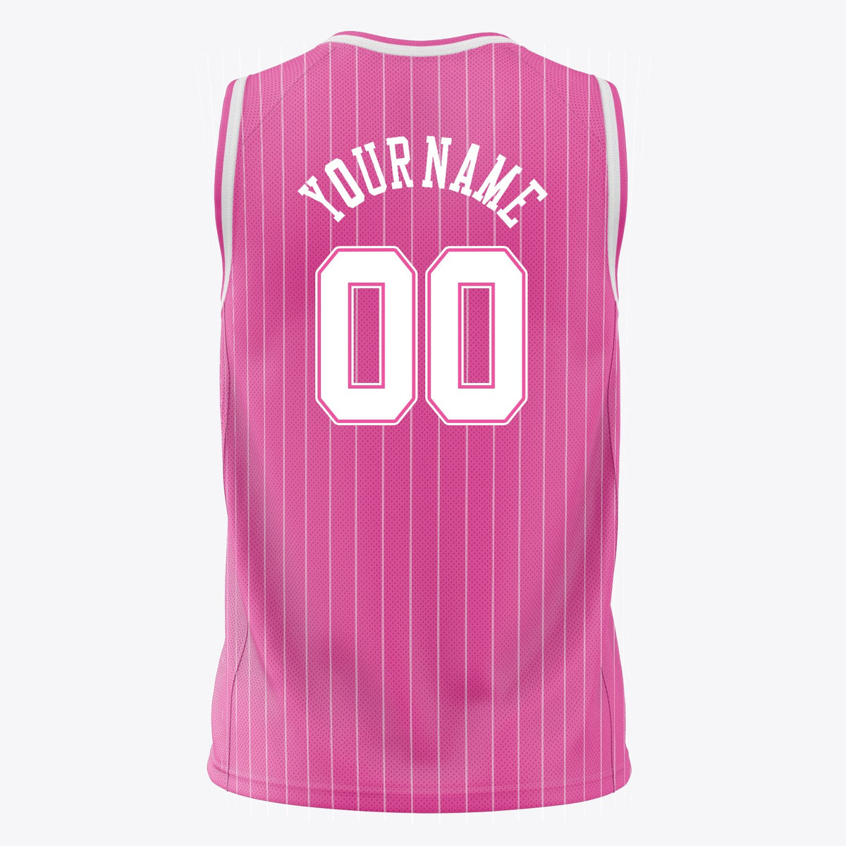 Custom Pink White Pinstripe Basketball Jersey