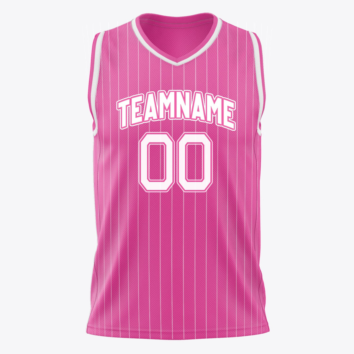 Custom Pink White Pinstripe Basketball Jersey