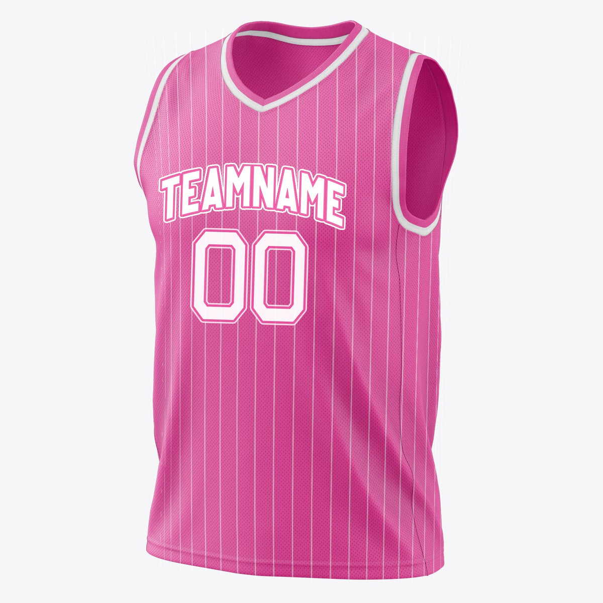 Custom Pink White Pinstripe Basketball Jersey