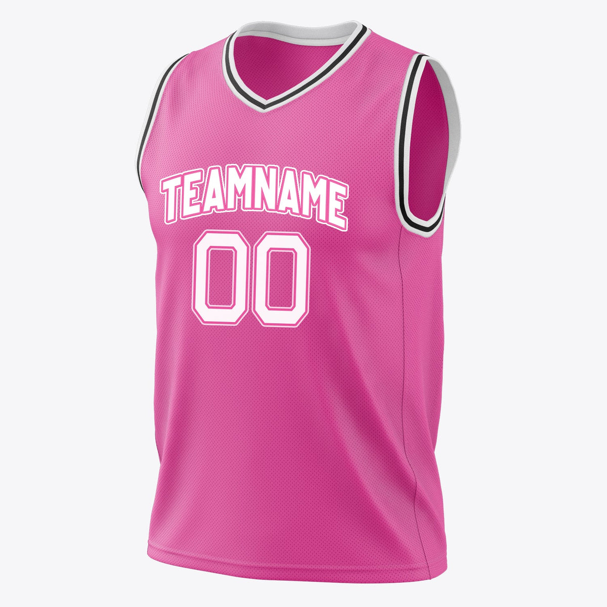 Custom Pink White Solid Color Basketball Jersey