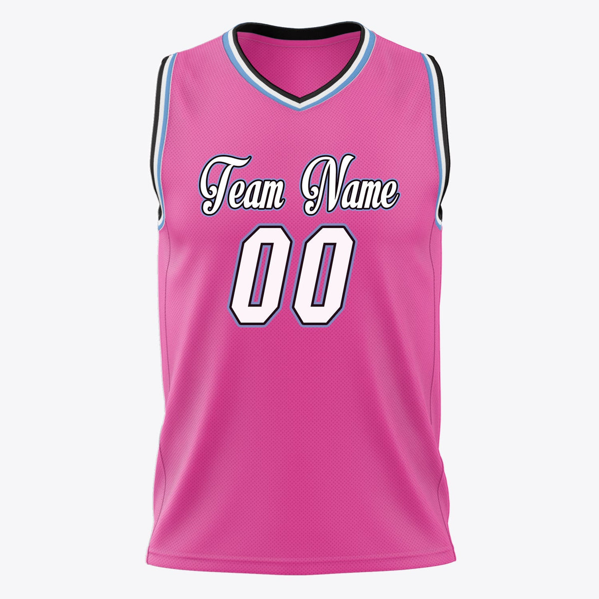 Custom Pink White Solid Color Basketball Jersey