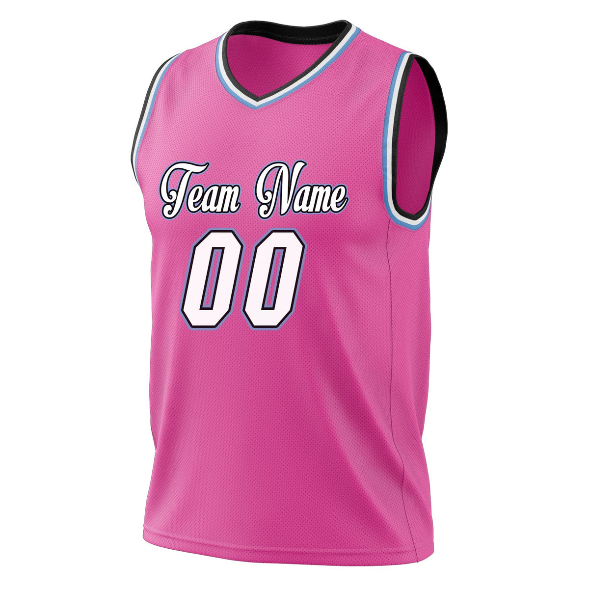 Custom Pink White Solid Color Basketball Jersey