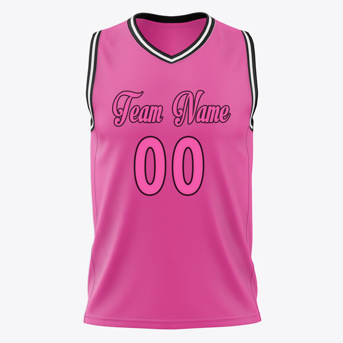 Custom Pink Black Solid Color Basketball Jersey