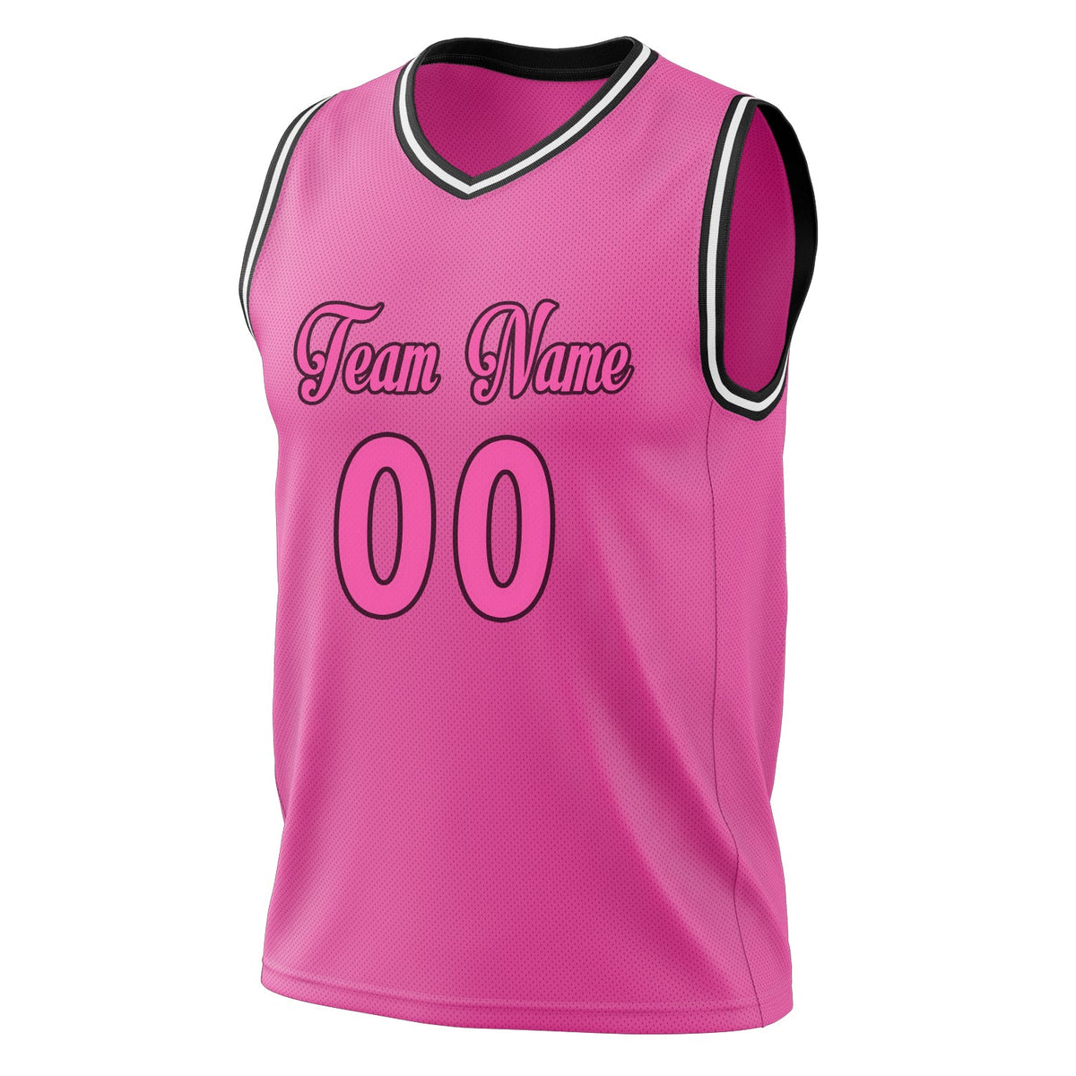 Custom Pink Black Solid Color Basketball Jersey