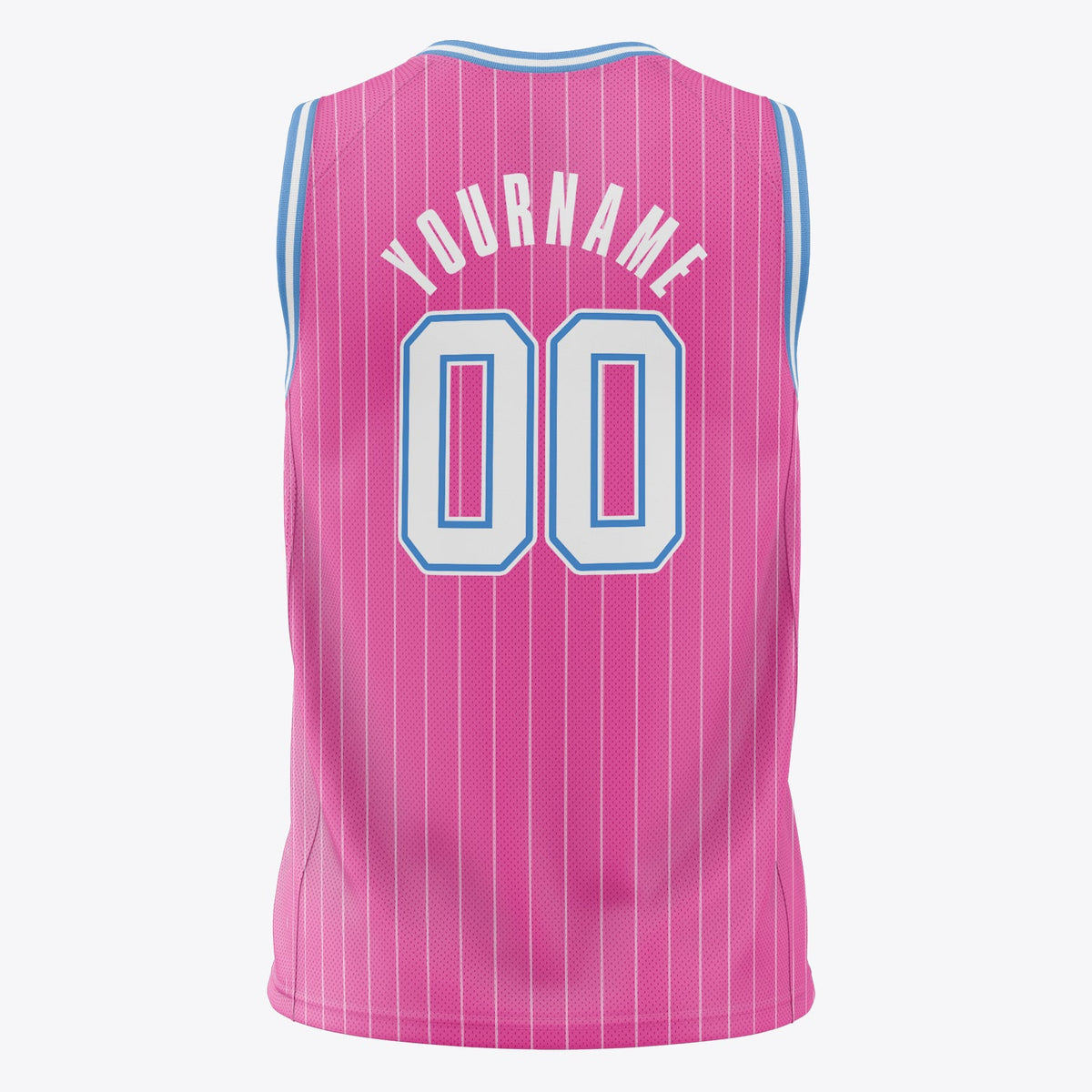 Custom Pink White Pinstripe Basketball Jersey