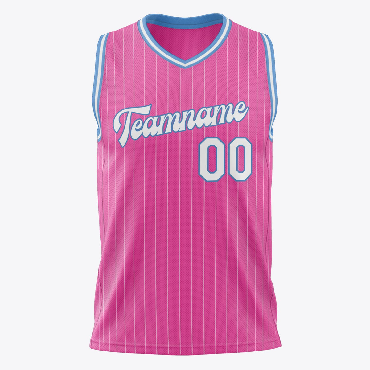 Custom Pink White Pinstripe Basketball Jersey