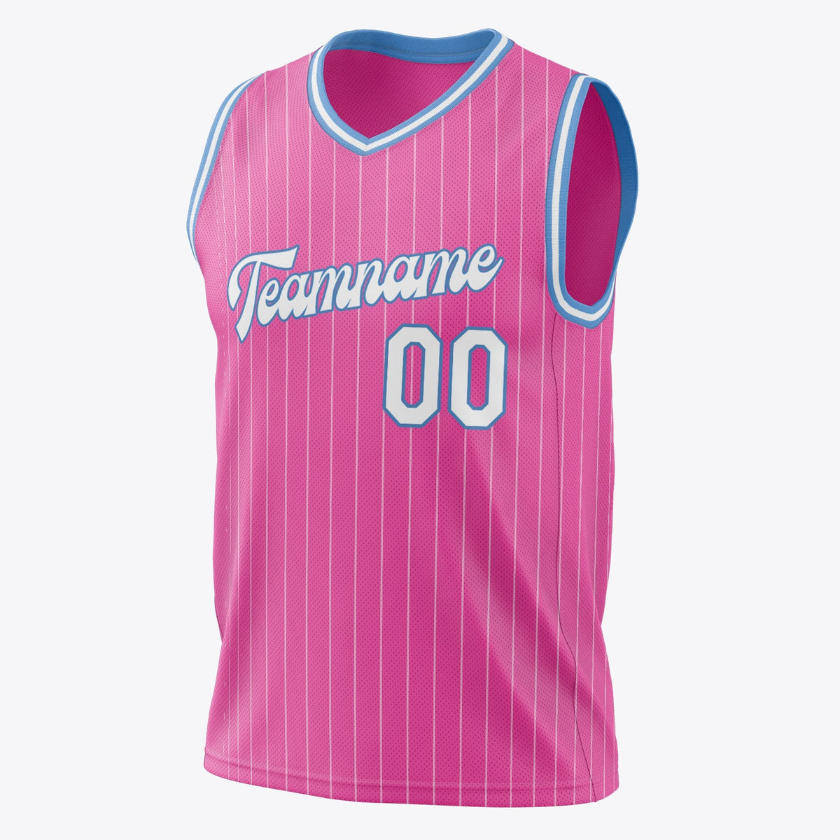 Custom Pink White Pinstripe Basketball Jersey