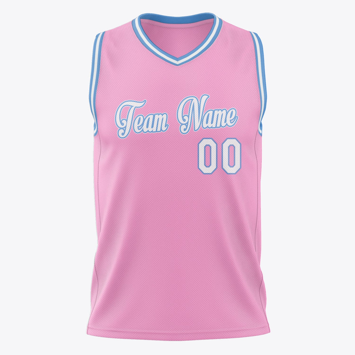 Custom Pink White Solid Color Basketball Jersey