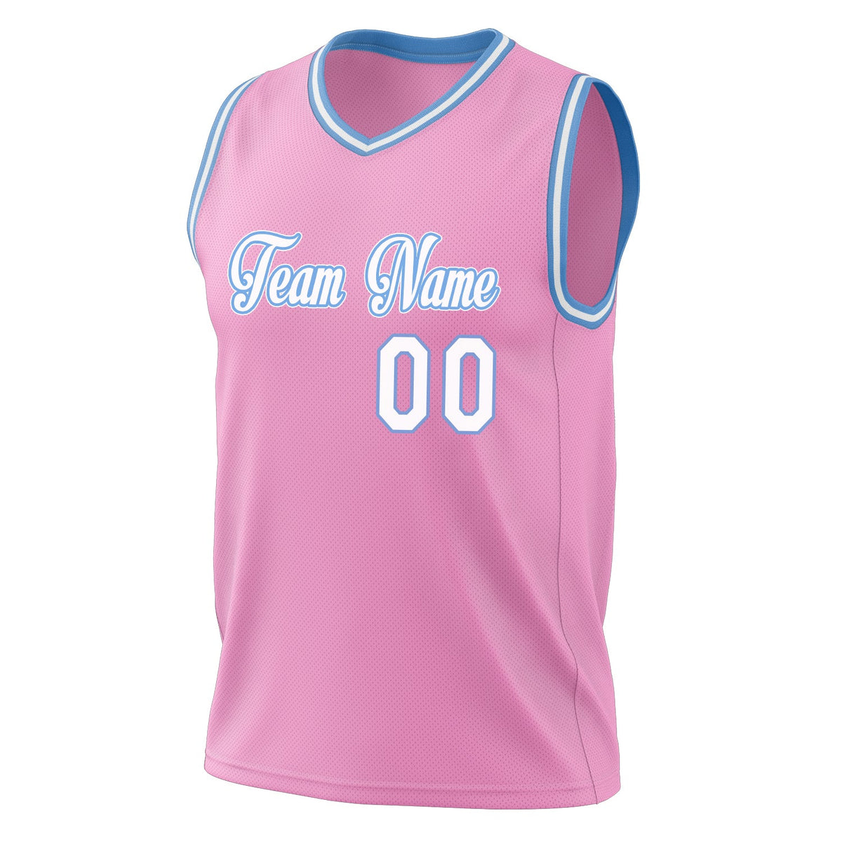 Custom Pink White Solid Color Basketball Jersey