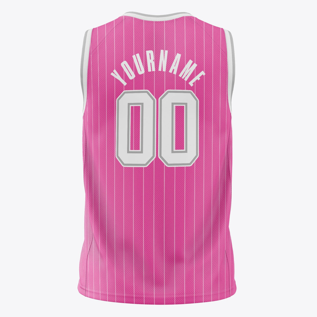 Custom Pink White Pinstripe Basketball Jersey