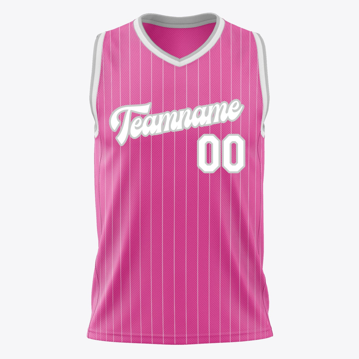 Custom Pink White Pinstripe Basketball Jersey