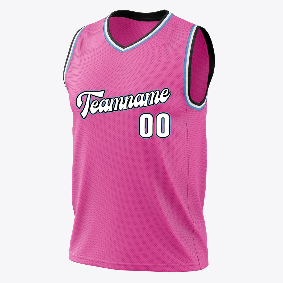 Custom Pink White Solid Color Basketball Jersey