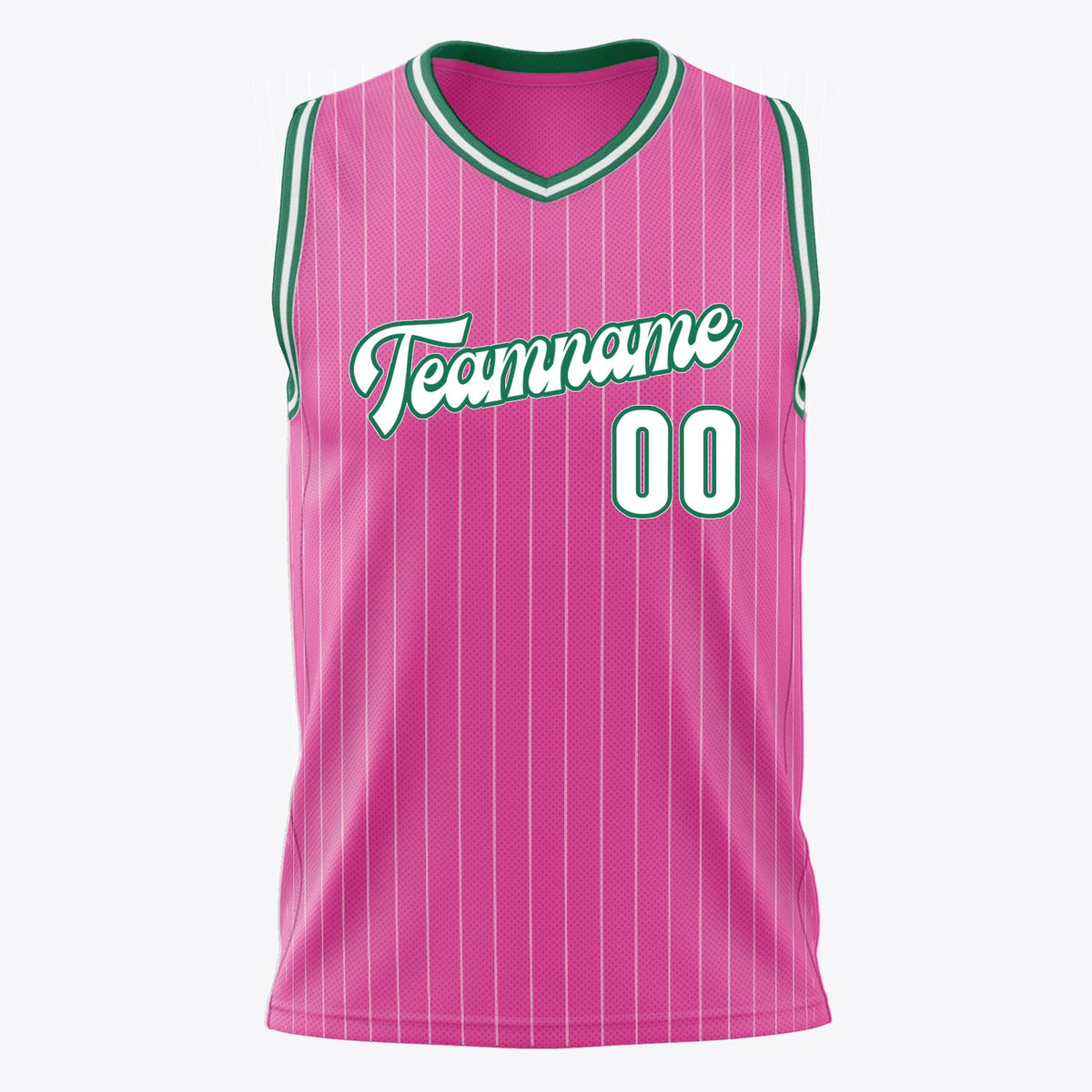 Custom Pink White Pinstripe Basketball Jersey