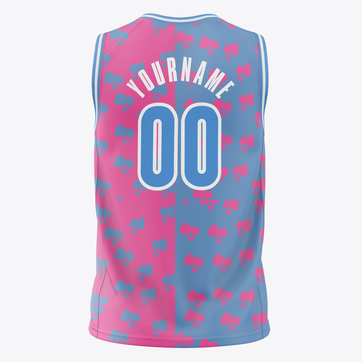 Custom Pink Light Blue Split Basketball Jersey