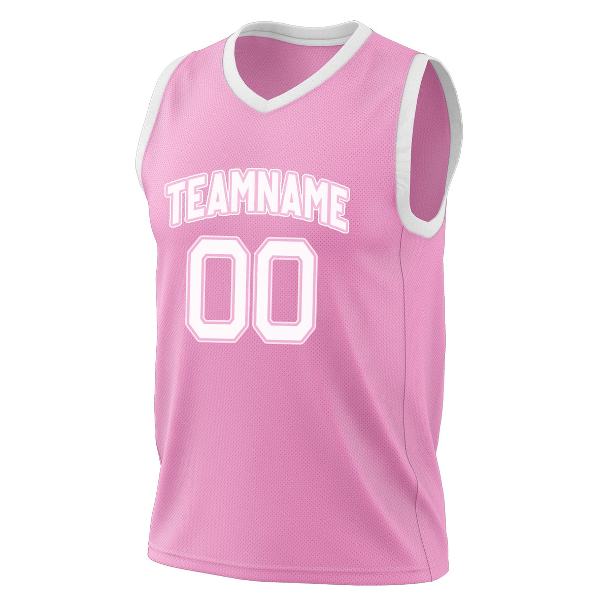 Custom Pink White Solid Color Basketball Jersey