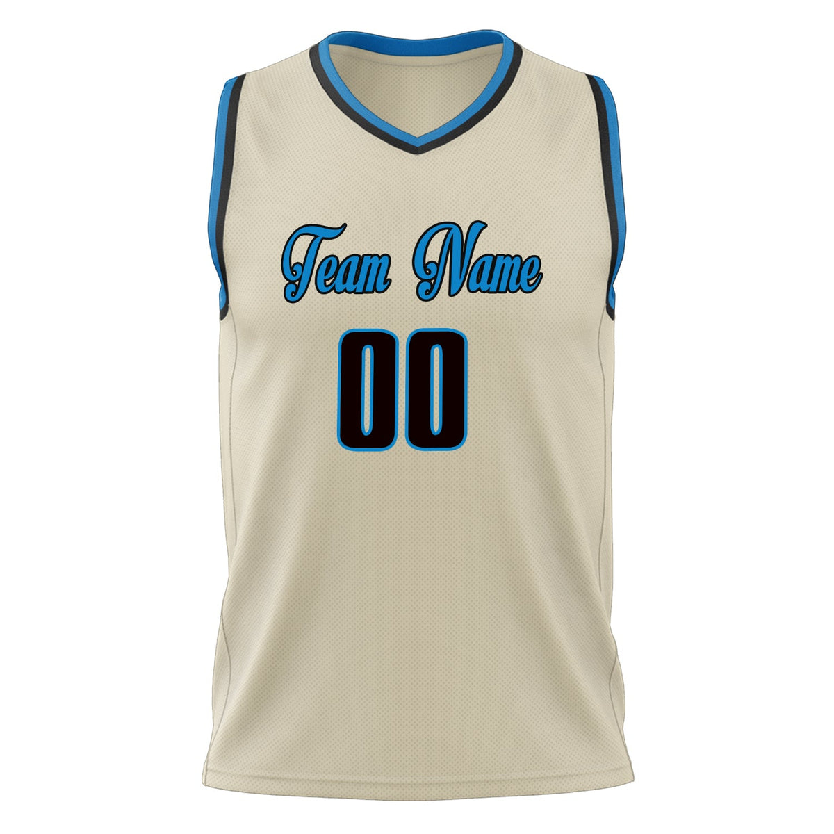 Custom Cream Black Solid Color Basketball Jersey