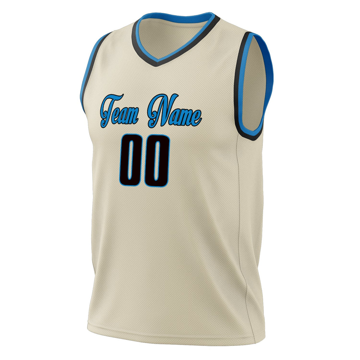 Custom Cream Black Solid Color Basketball Jersey