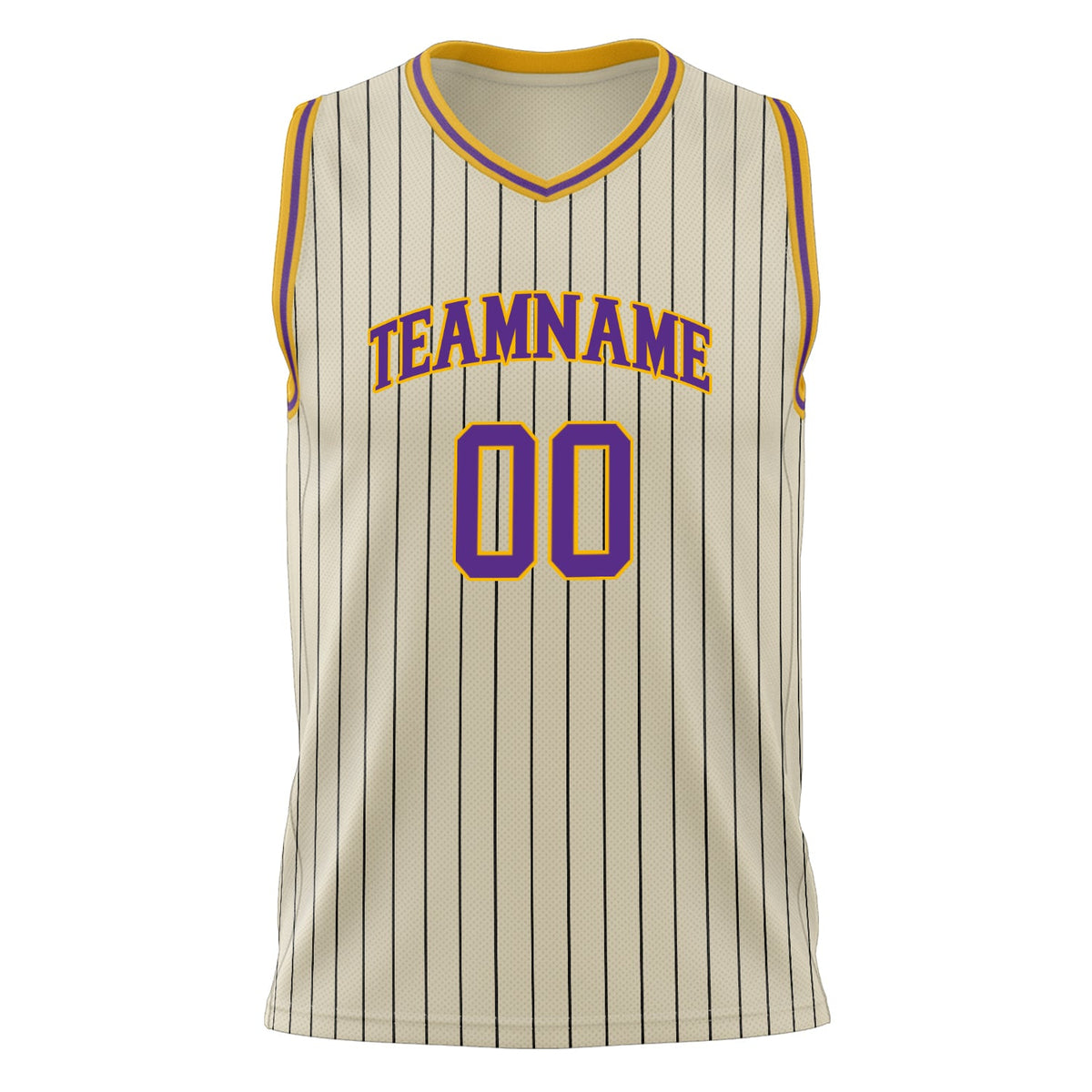 Custom Cream Purple Pinstripe Basketball Jersey