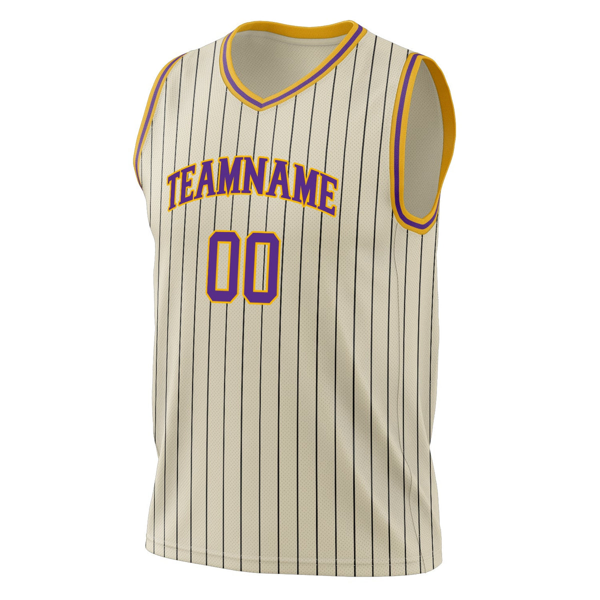 Custom Cream Purple Pinstripe Basketball Jersey