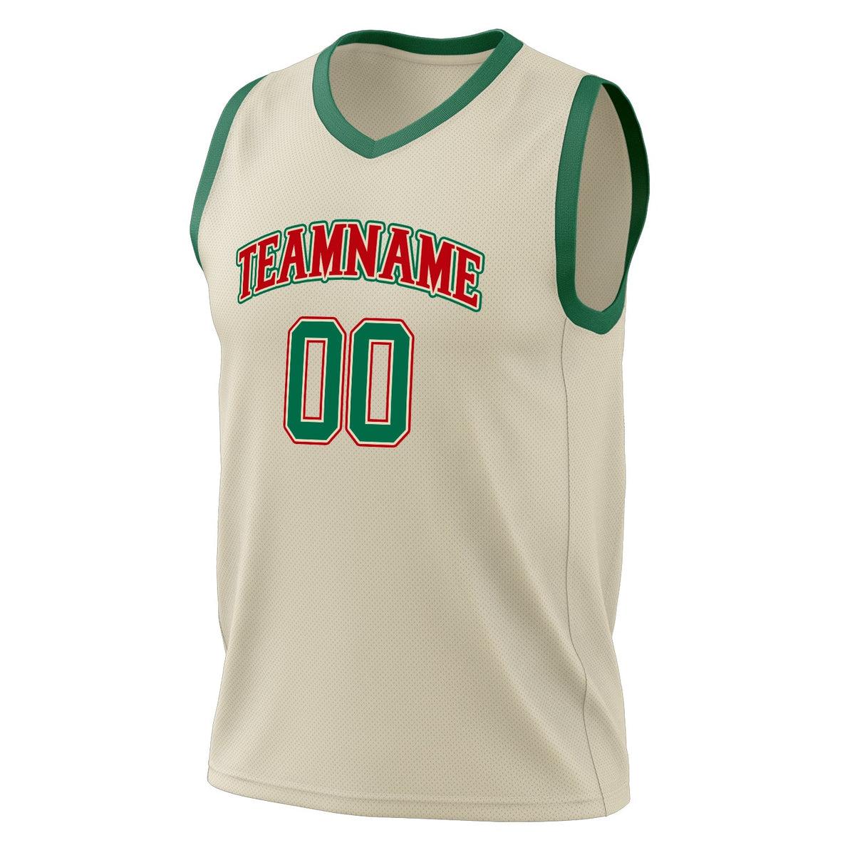 Custom Cream Kelly Green Solid Color Basketball Jersey