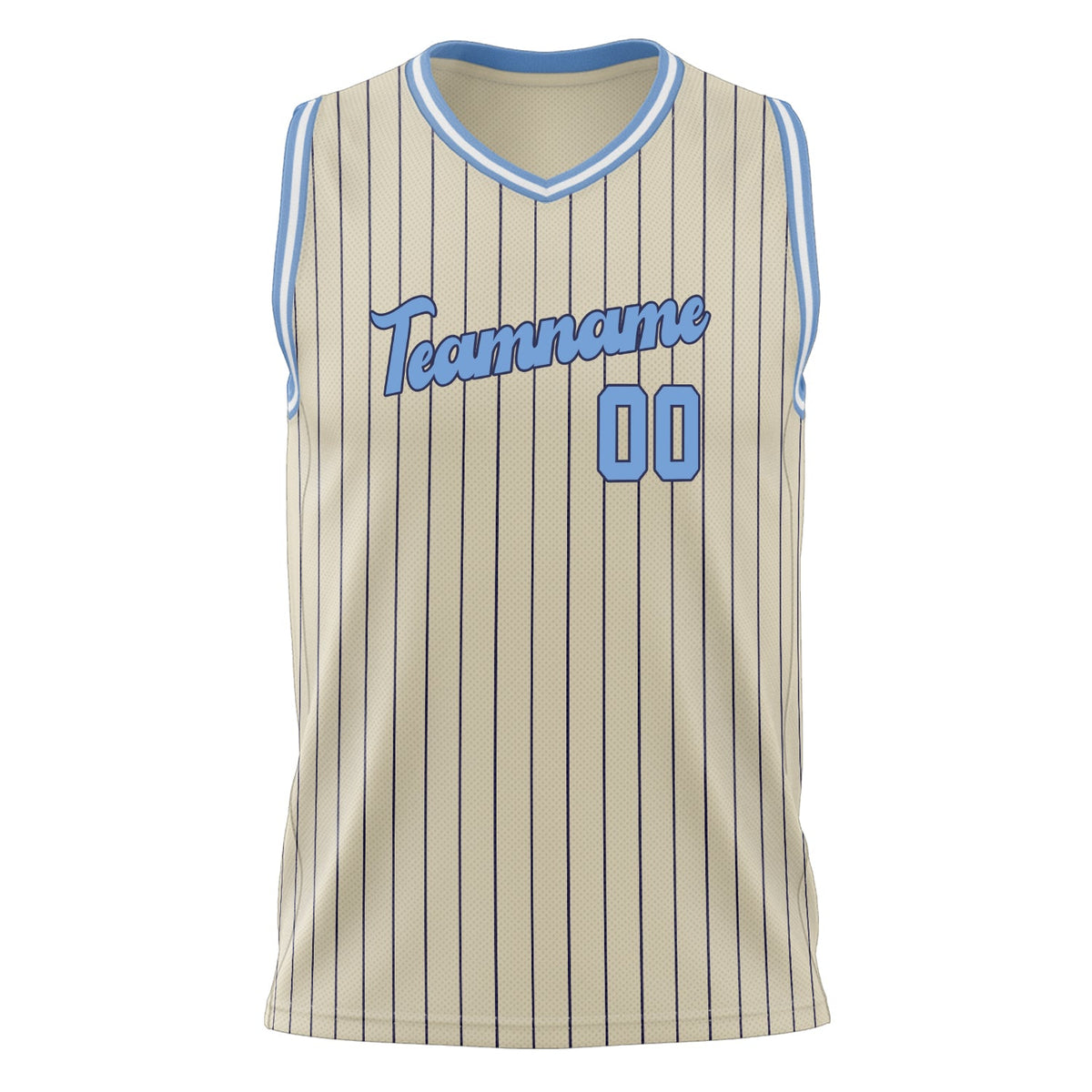 Custom Cream Light Blue Pinstripe Basketball Jersey