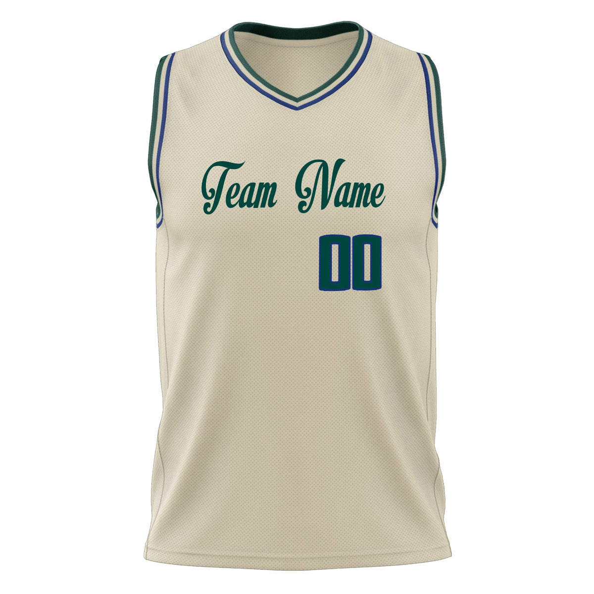 Custom Cream Kelly Green Solid Color Basketball Jersey