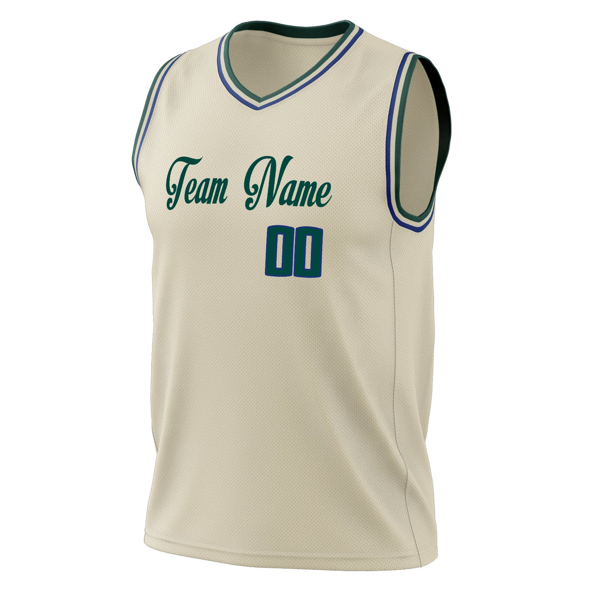 Custom Cream Kelly Green Solid Color Basketball Jersey