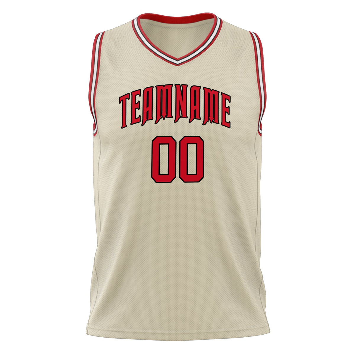 Custom Cream Red Solid Color Basketball Jersey