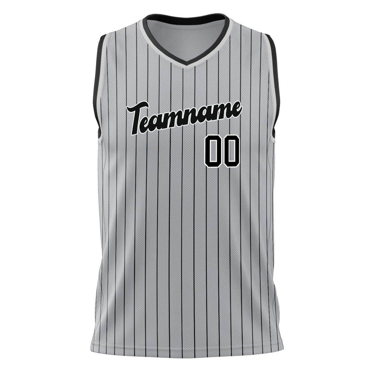 Custom Gray Black Pinstripe Basketball Jersey