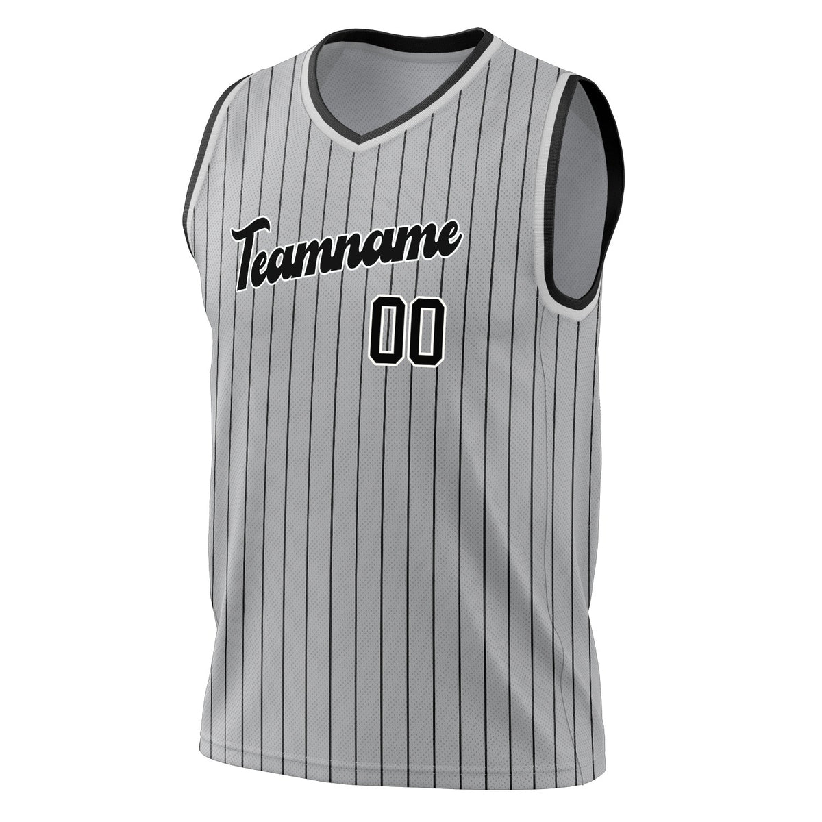 Custom Gray Black Pinstripe Basketball Jersey