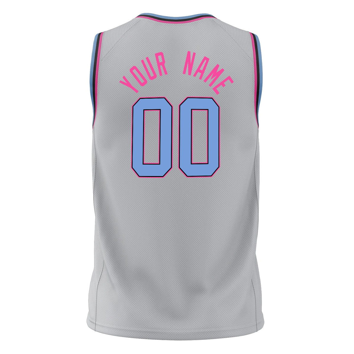 Custom Gray Light Blue Solid Color Basketball Jersey