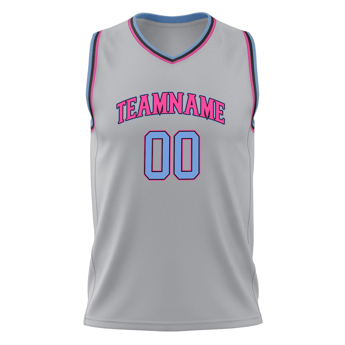 Custom Gray Light Blue Solid Color Basketball Jersey