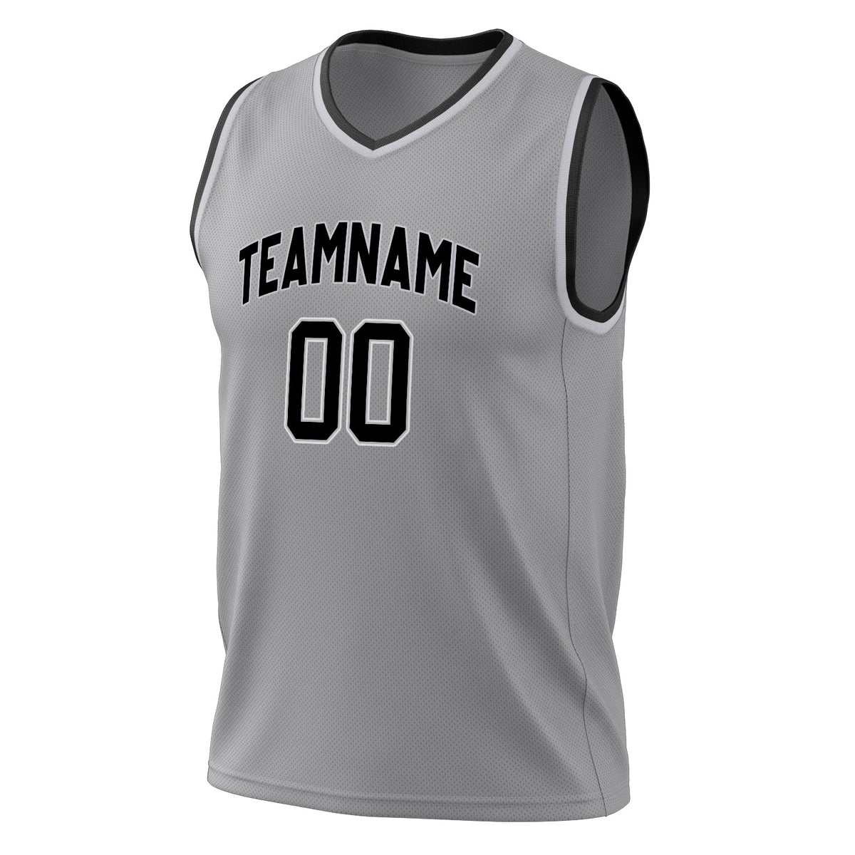 Custom Gray Black Solid Color Basketball Jersey