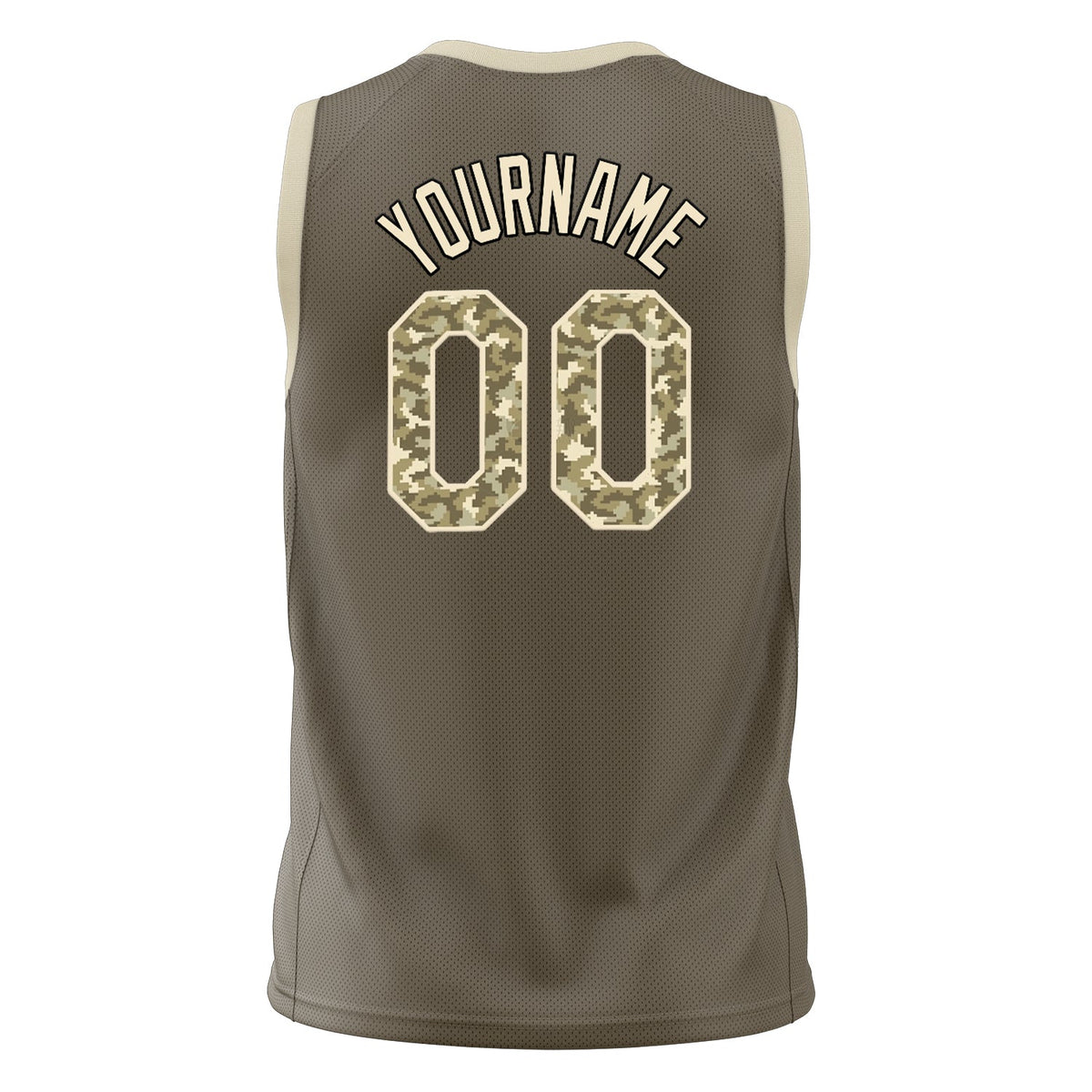 Custom Olive Camo Solid Color Basketball Jersey