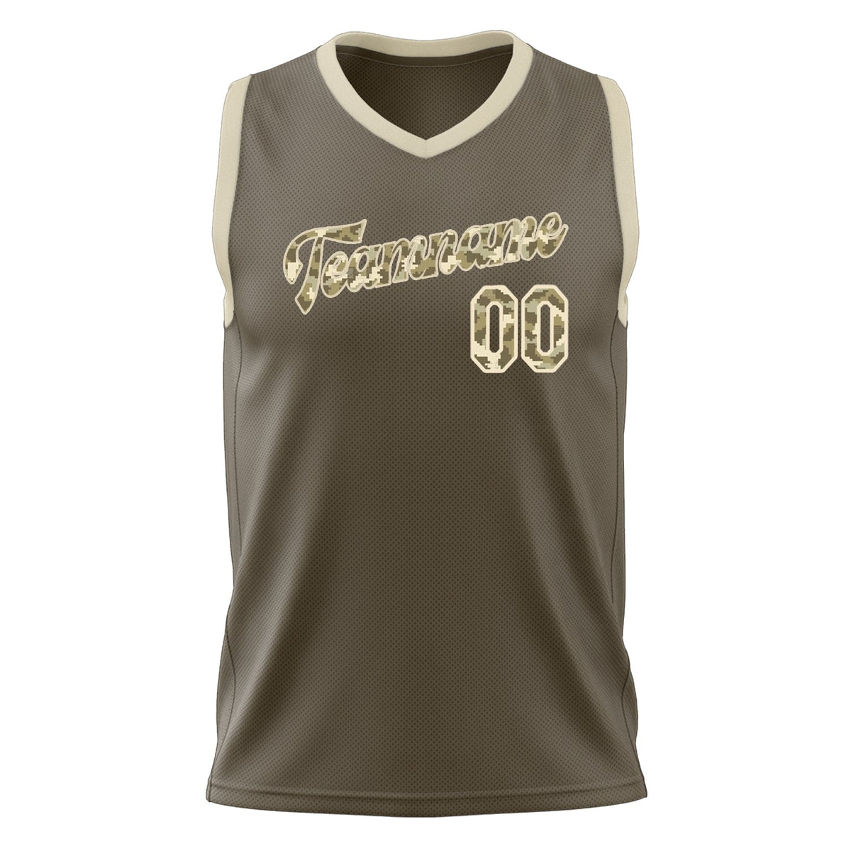 Custom Olive Camo Solid Color Basketball Jersey