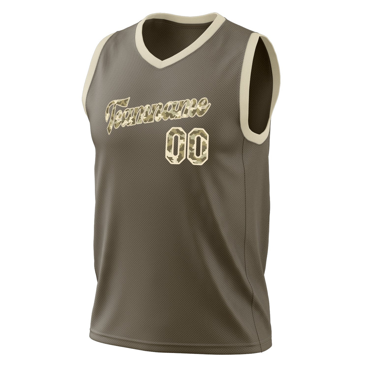 Custom Olive Camo Solid Color Basketball Jersey