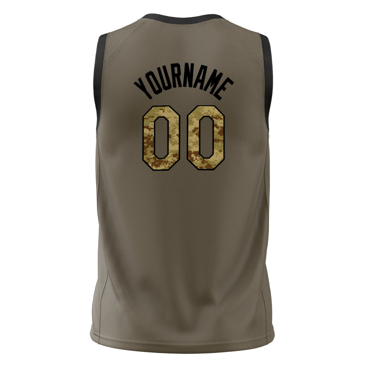 Custom Olive Camo Solid Color Basketball Jersey