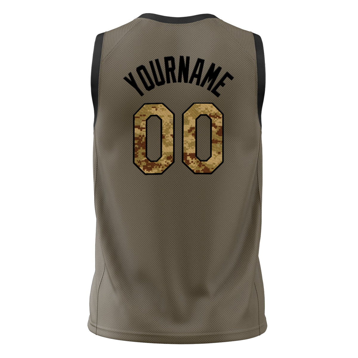 Custom Olive Camo Solid Color Basketball Jersey