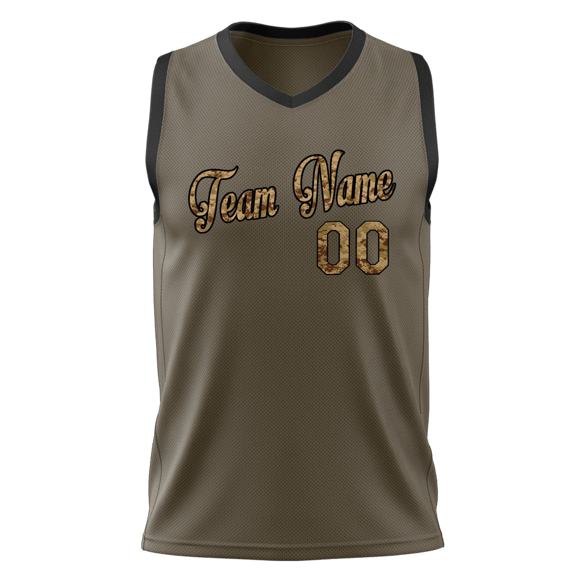 Custom Olive Camo Solid Color Basketball Jersey