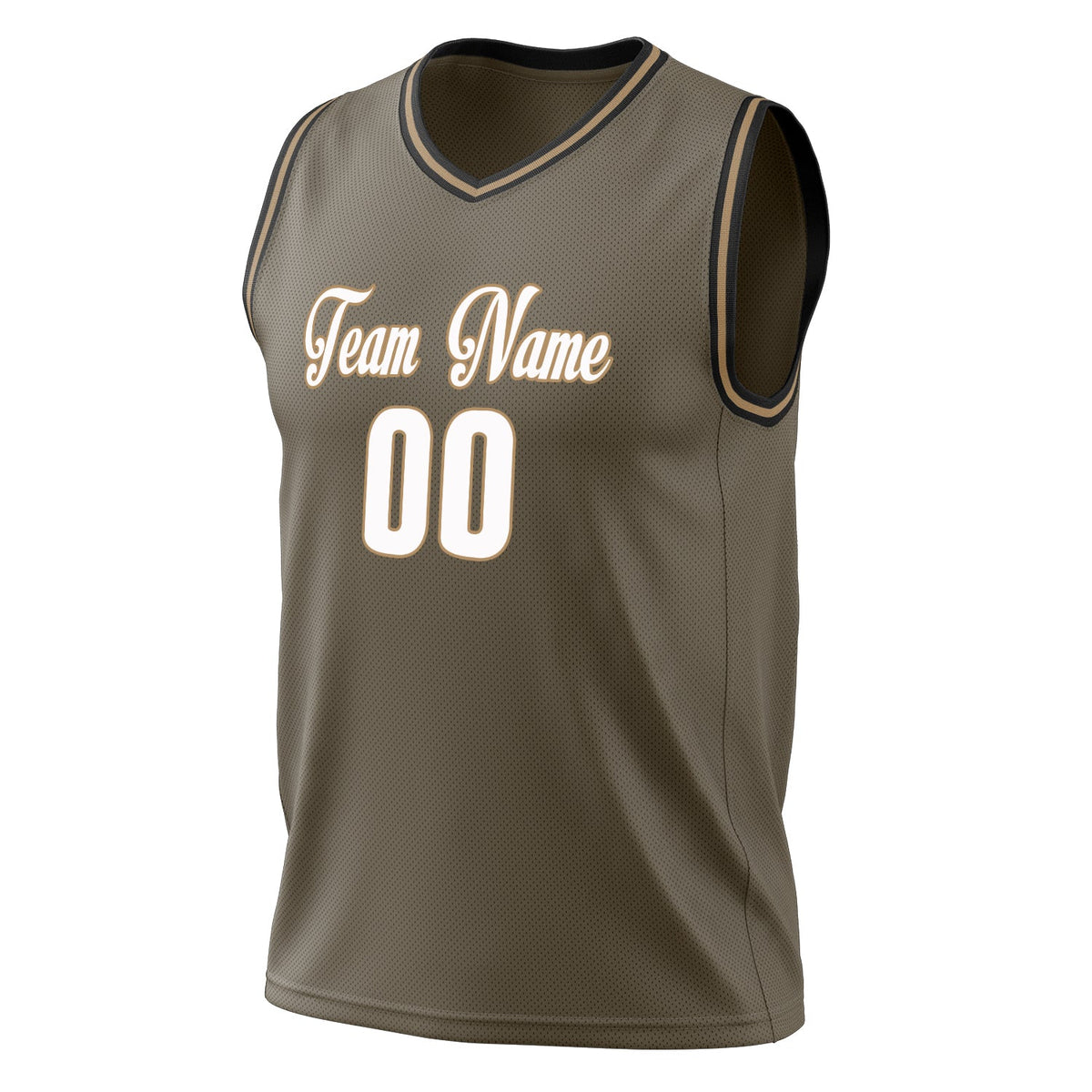 Custom Olive White Solid Color Basketball Jersey