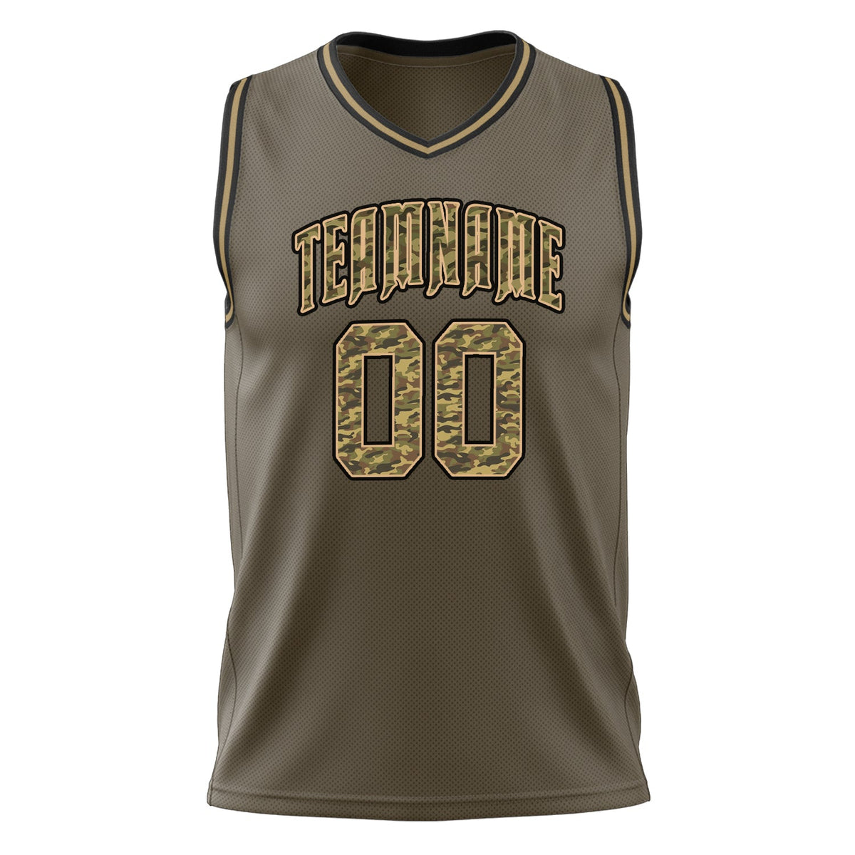 Custom Olive Camo Solid Color Basketball Jersey